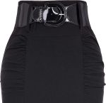 Women's Stretchy Pencil Skirt Side Pleated Business Skirts with Belt KK271(28 Color) - Image 4